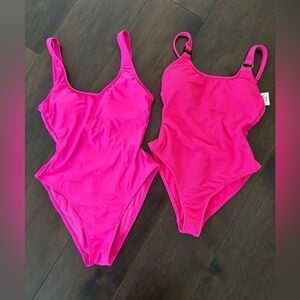 Bundle of Two Hot Pink One Piece Swimsuits - Walmart/Target